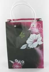 Bolsa de Regalo / Bolsa de Transporte Negra/Rosa/Flor Blanca Large (12 uds.)