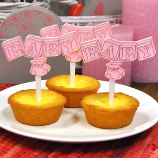 Pico para Cupcake de Nacimiento - Rosa Bebé (12 uds.)