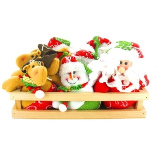 PELUCHE DE NIEVE Y PAP&Aacute; NOEL EN CAJA DE MADERA - MODELO 2 (12 uds.)