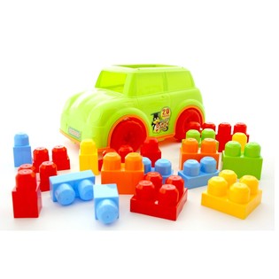 Coche de juguete con grandes bloques de construcci&oacute;n (2 uds.)