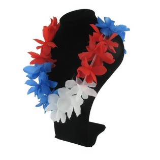 Collar Hawaiano - Rojo / Blanco / Azul (12 uds.)