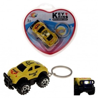 LLAVERO DE COCHE CON LUZ EN TARJETA BL&Iacute;STER (24 uds.)