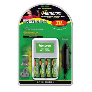 MEMOREX PRO 9660 - Cargador + 4 Pilas AA Recargables (1 ud.)