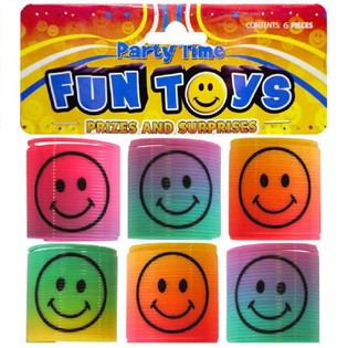 6 MINI MUELLES SMILEY Ø3.5 CM EN BOLSA (PACK DE 6 BOLSAS)
