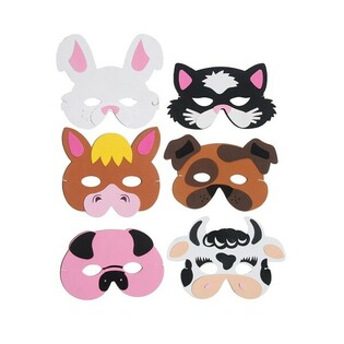 MIX DE MÁSCARAS DE ANIMALES DE GRANJA DE ESPUMA (24 uds)