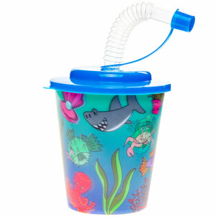 VASO PARA BEBER / COPA DE HELADO CON PAJITA – ANIMALES MARINOS (12 uds.)