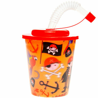 VASO PARA BEBER / COPA DE HELADO CON PAJITA – PIRATA (12 uds.)