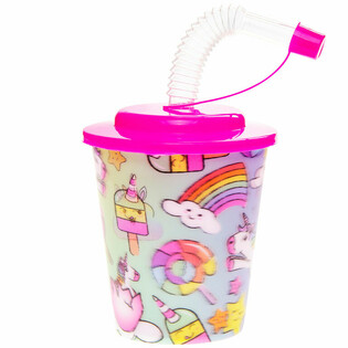 VASO PARA BEBER / HELADO CON PAJITA – UNICORNIO (12 uds.)