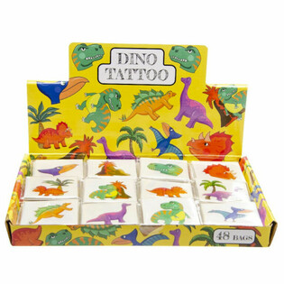 TATUAJES DIVERTIDOS - MODELO: DINOSAURIO, cada pack 12x Tatuajes (48 ud.)