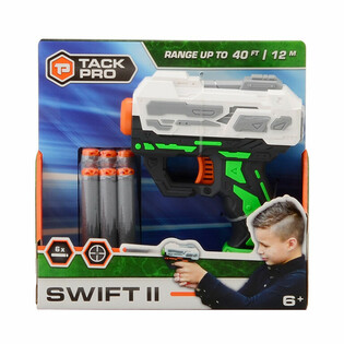 Pistola de dardos Tack Pro Swift II con 6 dardos suaves