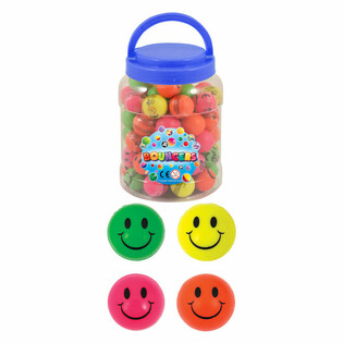 Pelotas Saltarinas Smiley Ø3,3cm - Bote de 72 unidades