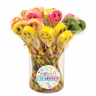 Lápices Smiley Alegres con Goma (24 unidades)