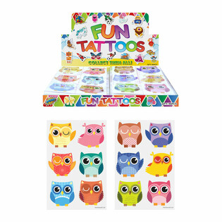 Tatuajes Divertidos Búho - Expositor (96 Unidades)