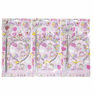 VARITA DE PRINCESA + TIARA EN CART&Oacute;N (12 uds.)
