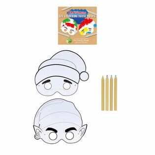 M&aacute;scara de Navidad para Colorear ECO FRIENDLY con 4 L&aacute;pices (12 unidades)