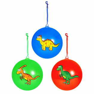 PELOTA DINOSAURIO CON CORDÓN / PELOTA BUNGEE Ø23 Cm (24 uds.)