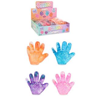 Mano antiestr&eacute;s Squeeze Hand - Colores mezclados - en Expositor (12 uds.)