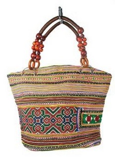 Bolso B-Fair Beads Marrón con Asa de Cuentas